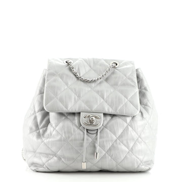 Chanel Ground Control Flap Backpack Quilted Iridescent Calfskin Small