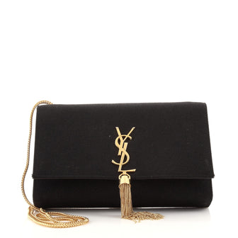 Saint Laurent Classic Monogram Tassel Crossbody Bag Canvas Medium