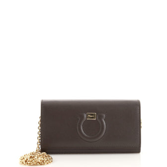 Salvatore Ferragamo Gancini Wallet on Chain Leather