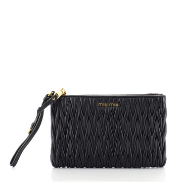 Miu Miu Zip Wristlet Pouch Matelasse Leather