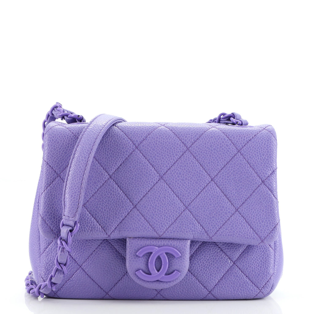 Chanel Incognito Square Flap Bag Quilted Caviar Mini Purple 1203101