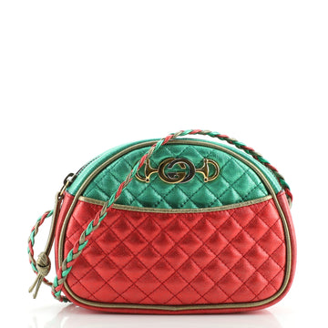 Gucci Trapuntata Camera Shoulder Bag Quilted Laminated Leather Mini