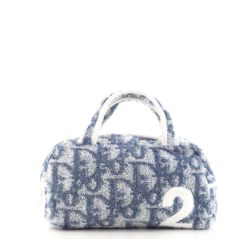 Christian Dior Vintage Girly Bowler Bag Diorissimo Terry Cloth Small