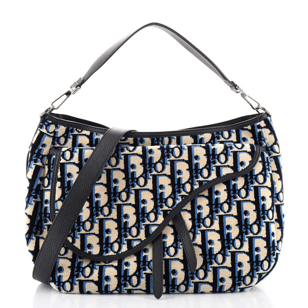 Christian Dior Saddle Soft Bag Oblique Tapestry Blue 1203791 Christian Dior Saddle Soft Bag Oblique Tapestry Blue 1203791