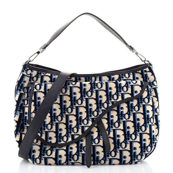 Christian Dior Saddle Soft Bag Oblique Tapestry Blue 1203791