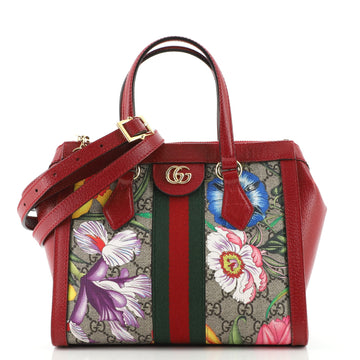 Gucci Ophidia Top Handle Tote Flora GG Coated Canvas Small