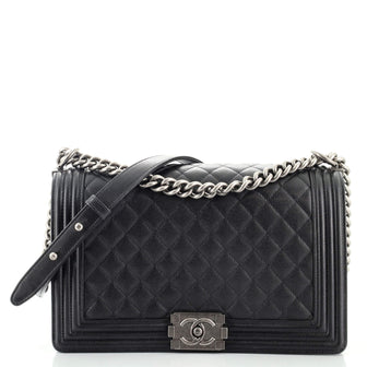 Chanel Boy Flap Bag Quilted Caviar New Medium