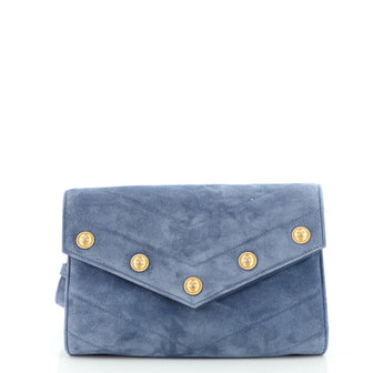 Chanel Paris-Hamburg CC Button Flap Clutch Chevron Suede