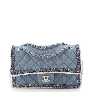 Chanel Classic Single Flap Bag Quilted Denim with Tweed Medium