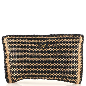 Prada Zip Clutch Madras Woven Leather Large