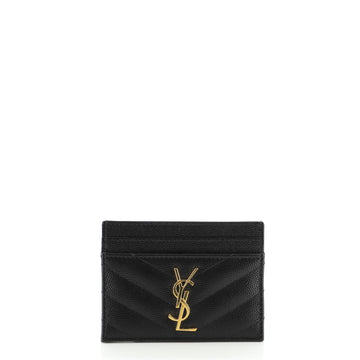 Saint Laurent Classic Monogram Card Holder Matelasse Chevron Leather