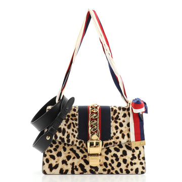 Gucci Sylvie Shoulder Bag Printed Calf Hair Small