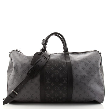 Louis Vuitton Keepall Bandouliere Bag Reverse Monogram Eclipse Canvas 50