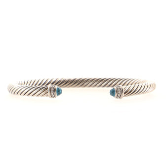 David Yurman Cable Classic Princess Bracelet Sterling Silver with Topaz and Diamonds 5mm