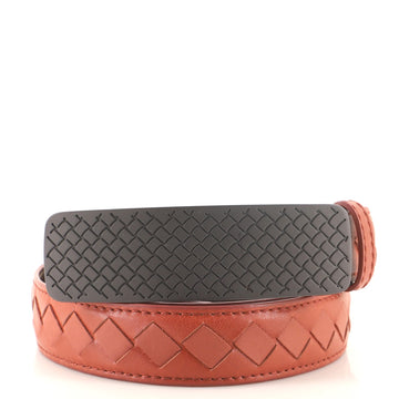 Bottega Veneta Intrecciato Engraved Buckle Belt Intrecciato Nappa Thin