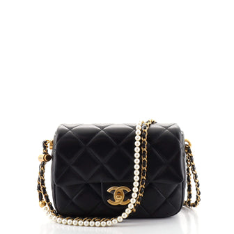 Chanel My Perfect Adjustable Chain Flap Bag Quilted Lambskin with Pearls Mini