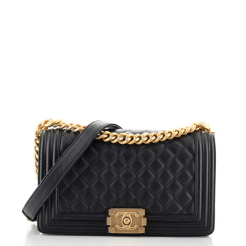 Chanel Boy Flap Bag Quilted Lambskin Old Medium