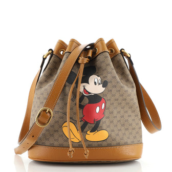 Gucci Disney Mickey Mouse Bucket Bag Printed Mini GG Coated Canvas