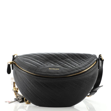Balenciaga Souvenir Belt Bag Logo Embossed Leather XXS