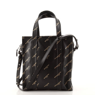 Balenciaga Bazar Logo Convertible Tote Printed Leather XS