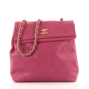 Chanel Vintage CC Top Flap Bag Quilted Caviar Medium