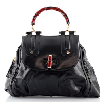 Gucci Pop Bamboo Handle Bag Dialux Coated Canvas Medium