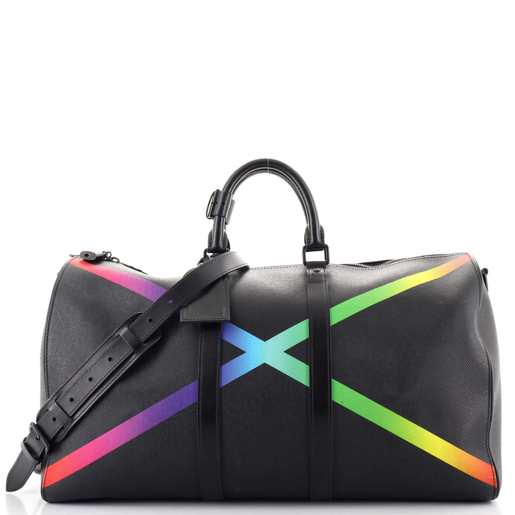 Louis Vuitton Keepall Bandouliere Bag Rainbow Taiga Leather 50