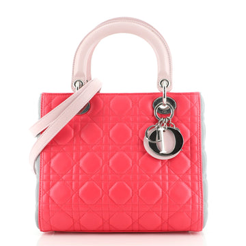 Christian Dior Tricolor Lady Dior Bag Cannage Quilt Leather Medium