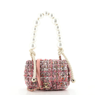 Chanel Pearl Handle Flap Bag Tweed Mini