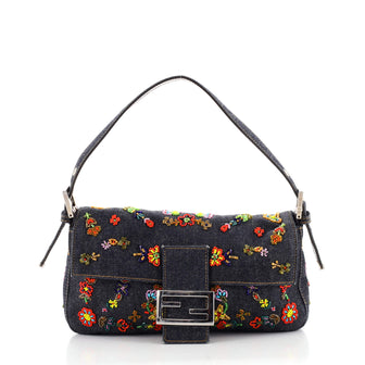Fendi Baguette Bag Embellished Denim