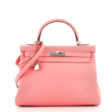 Hermes Kelly Handbag Verso Evercolor with Palladium Hardware 32