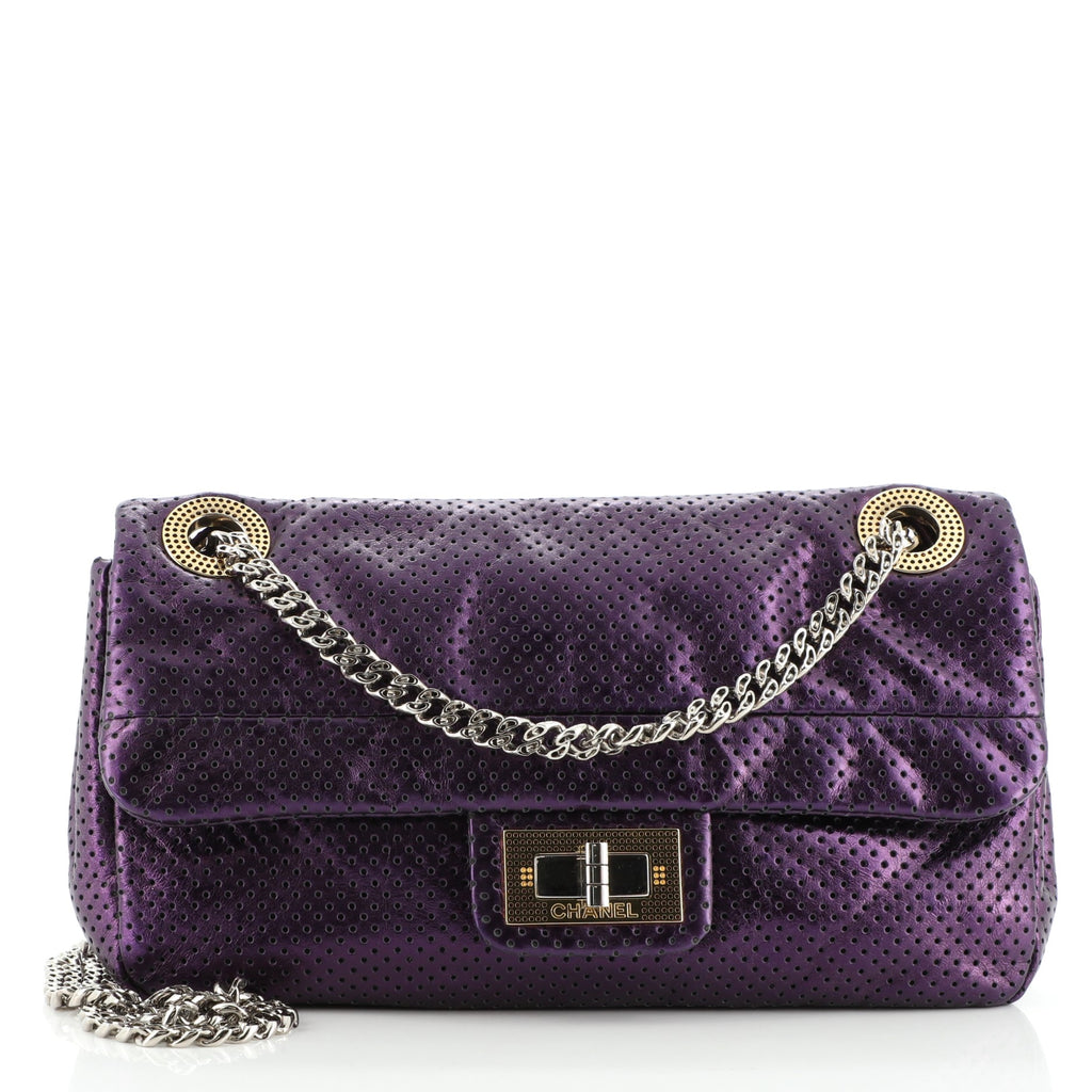 Chanel Drill Flap Bag Perforated Leather Small Purple 1207628
