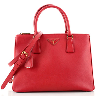 Prada Double Zip Lux Tote Saffiano Leather Medium