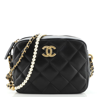 Chanel My Perfect Adjustable Chain Camera Bag Quilted Lambskin with Pearls Small