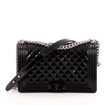 Chanel Boy Flap Bag Quilted Plexiglass Patent New Medium