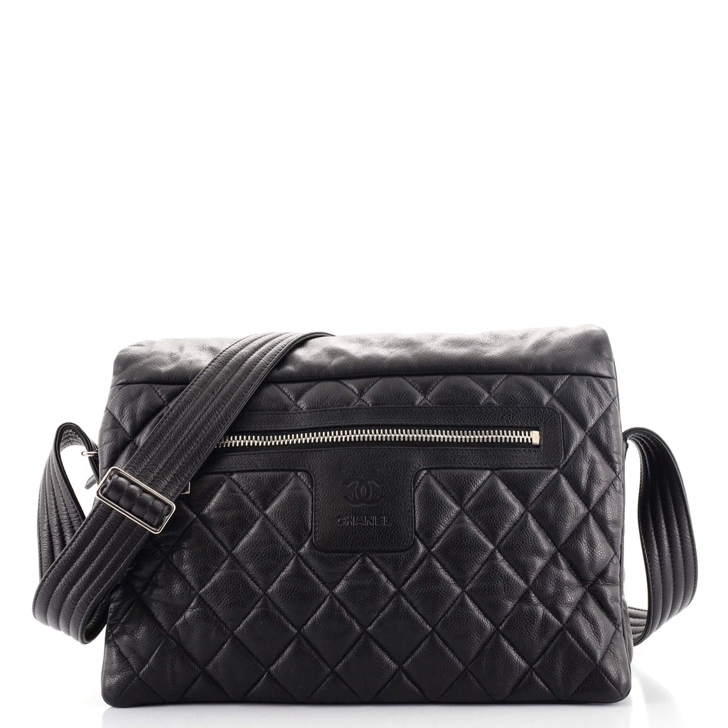 Chanel Coco Cocoon Messenger Bag Quilted Caviar Large Black 1208471