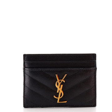 Saint Laurent Classic Monogram Card Holder Matelasse Chevron Leather