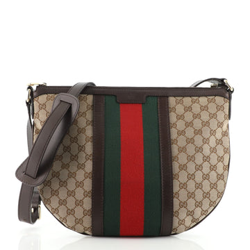 Gucci Vintage Web Saddle Messenger Bag GG Canvas Medium