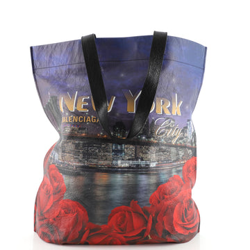 Balenciaga Flat Shopper Shoulder Tote Printed Leather Medium