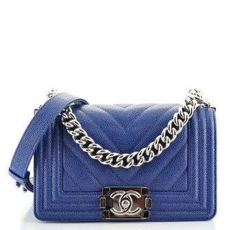 Chanel Boy Flap Bag Chevron Caviar Small