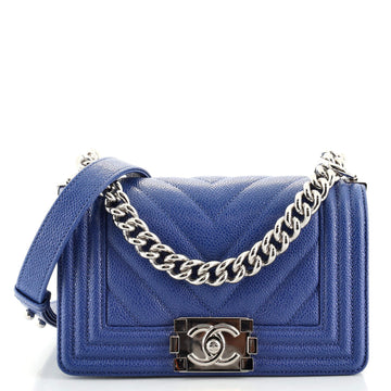 Chanel Boy Flap Bag Chevron Caviar Small