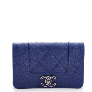 Chanel Mademoiselle Vintage Flap Card Case Quilted Caviar