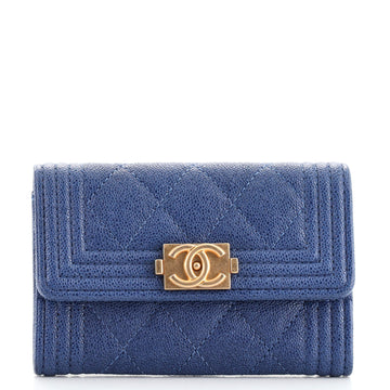 Chanel Boy Flap Card Case Quilted Caviar