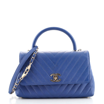 Chanel Coco Top Handle Bag Chevron Caviar Small