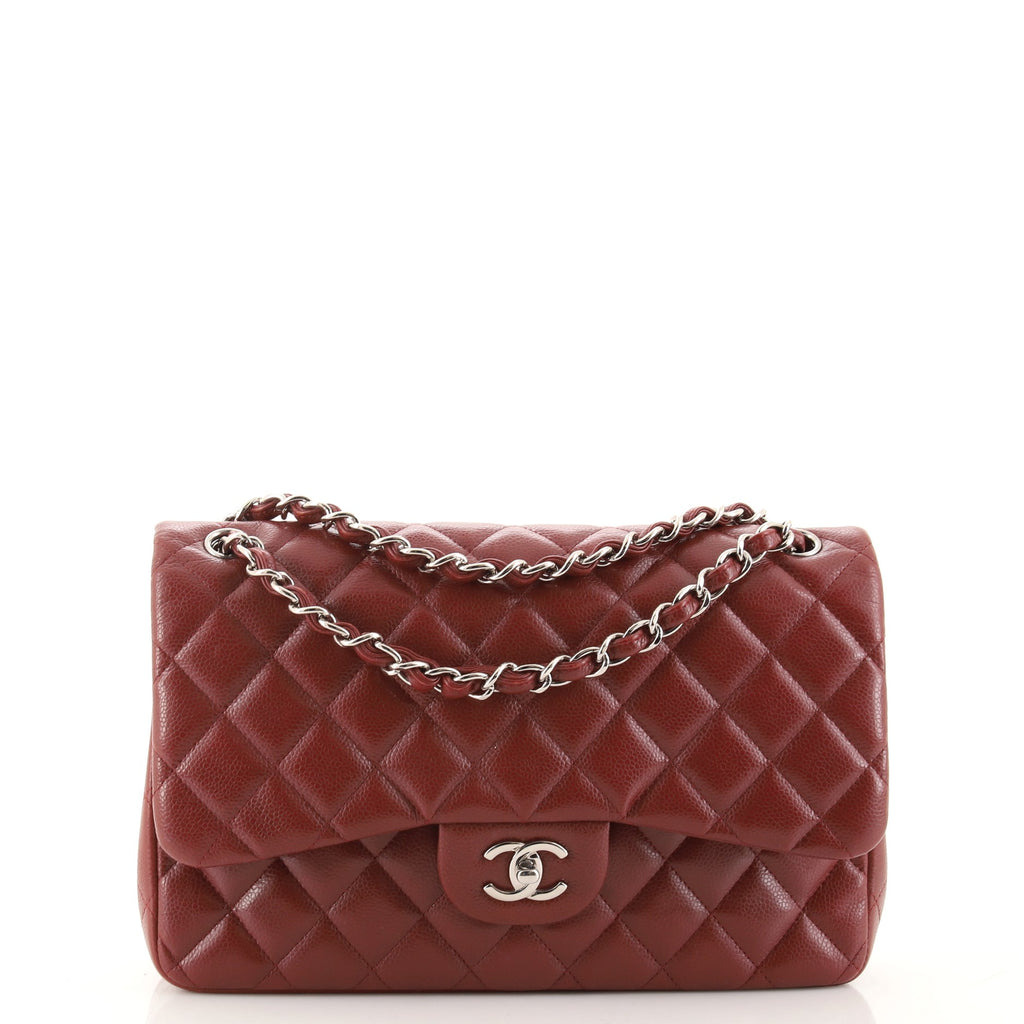 Chanel Classic Double Flap Bag Quilted Caviar Jumbo Red 1209881