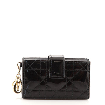 Christian Dior Lady Dior Card Case Cannage Stitch Patent