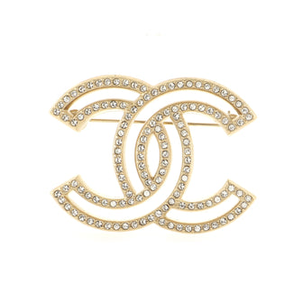 Chanel CC Cut-Out Brooch Metal with Crystals