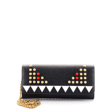 Fendi Monster Continental Wallet on Chain Studded Leather