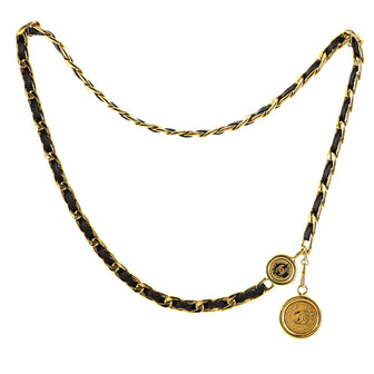 Chanel Vintage Medallion Chain Belt Metal and Leather