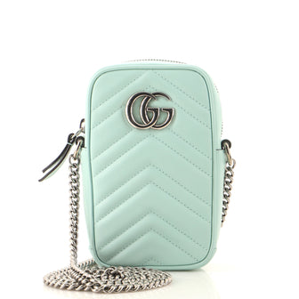 Gucci GG Marmont Vertical Phone Crossbody Bag Matelasse Leather Mini